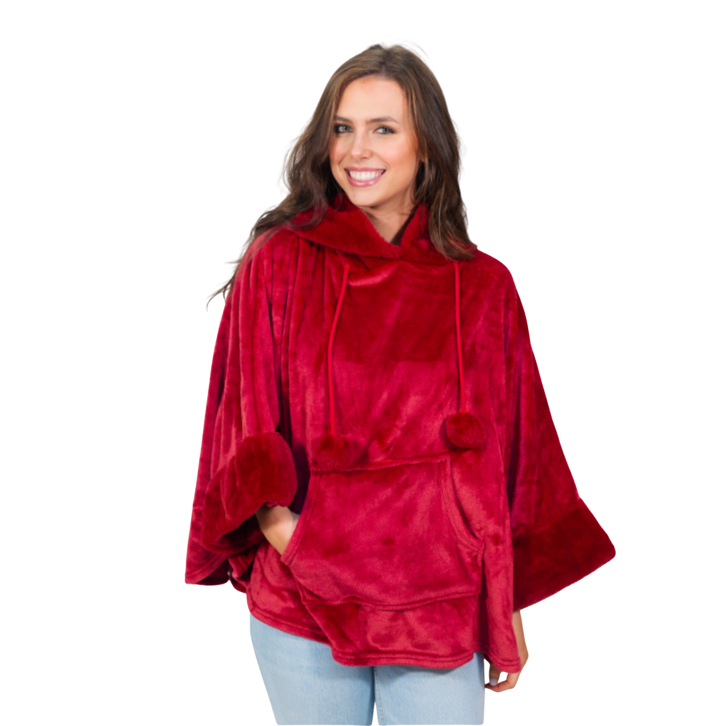 Red Hooded Poncho
