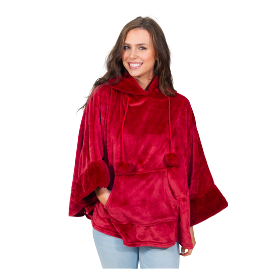 Red Hooded Poncho