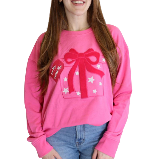 Best Present Ever Knockout Pink Crewneck Sweatshirt