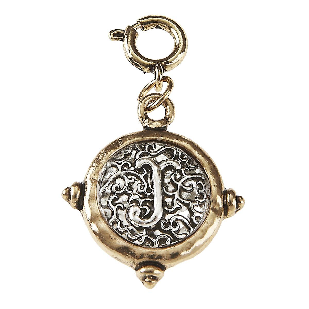 Antique Gold J Initial Charm