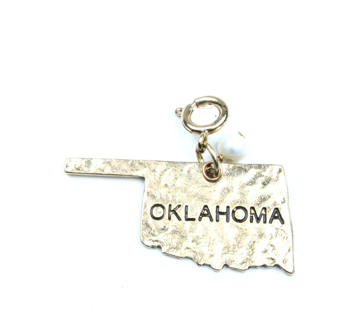 Antique Gold Hammered Okalhoma State Charm