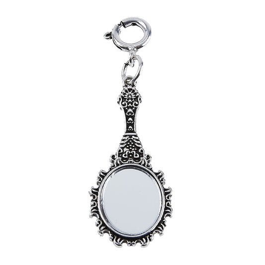 Light Antique Silver Mirror Charm