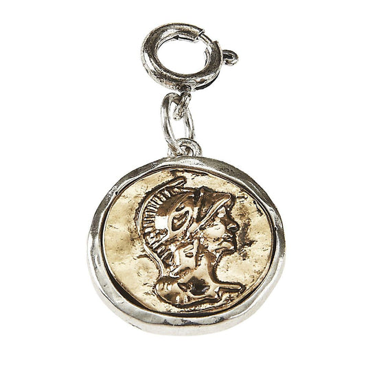 Light Antique Gold Roman Wax Casting Coin And Light Antique Silver Shell Coin Charm