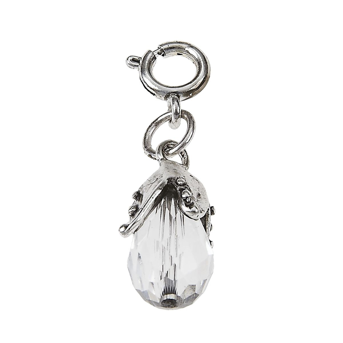 Light Antique Silver Crystal Topper Charm