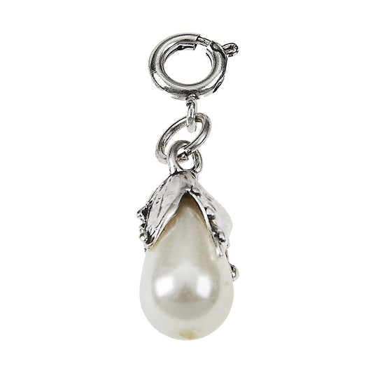 Light Antique Silver Ivory Pearl Topper Charm