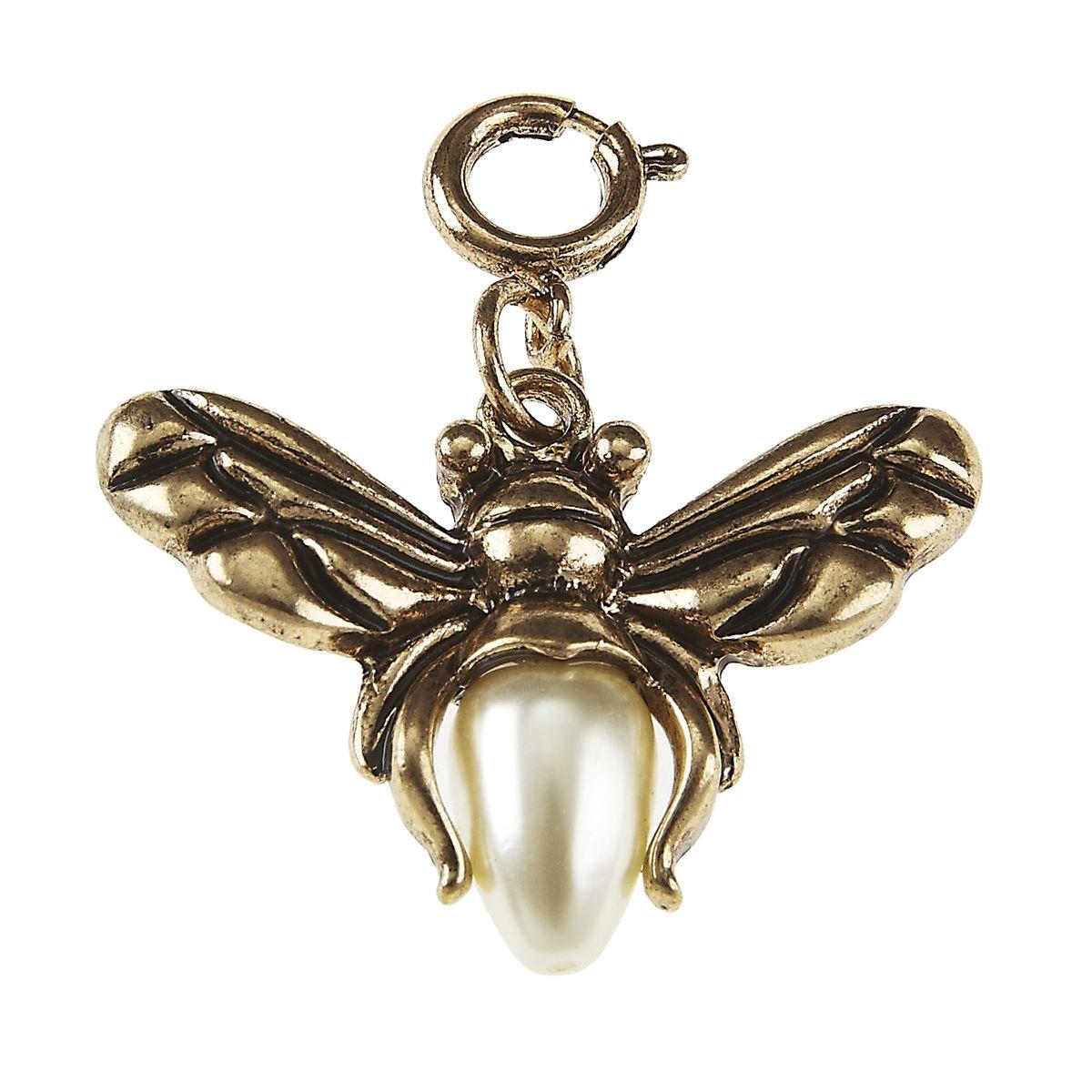 Light Antique Gold Bee Wax Casting with Ivory Pearl Charm