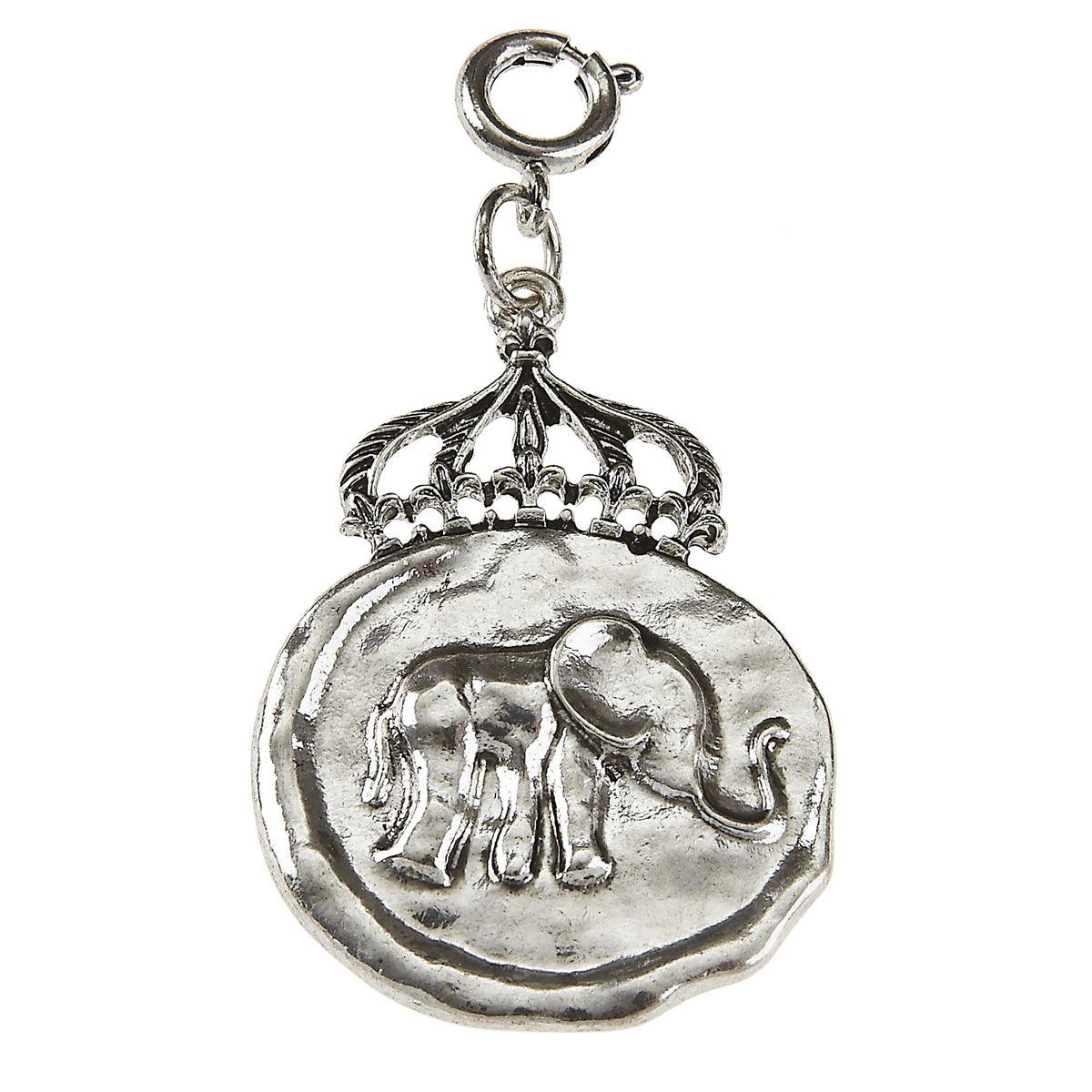 Light Antique Silver Elephant with Crown Wax Casting Charm