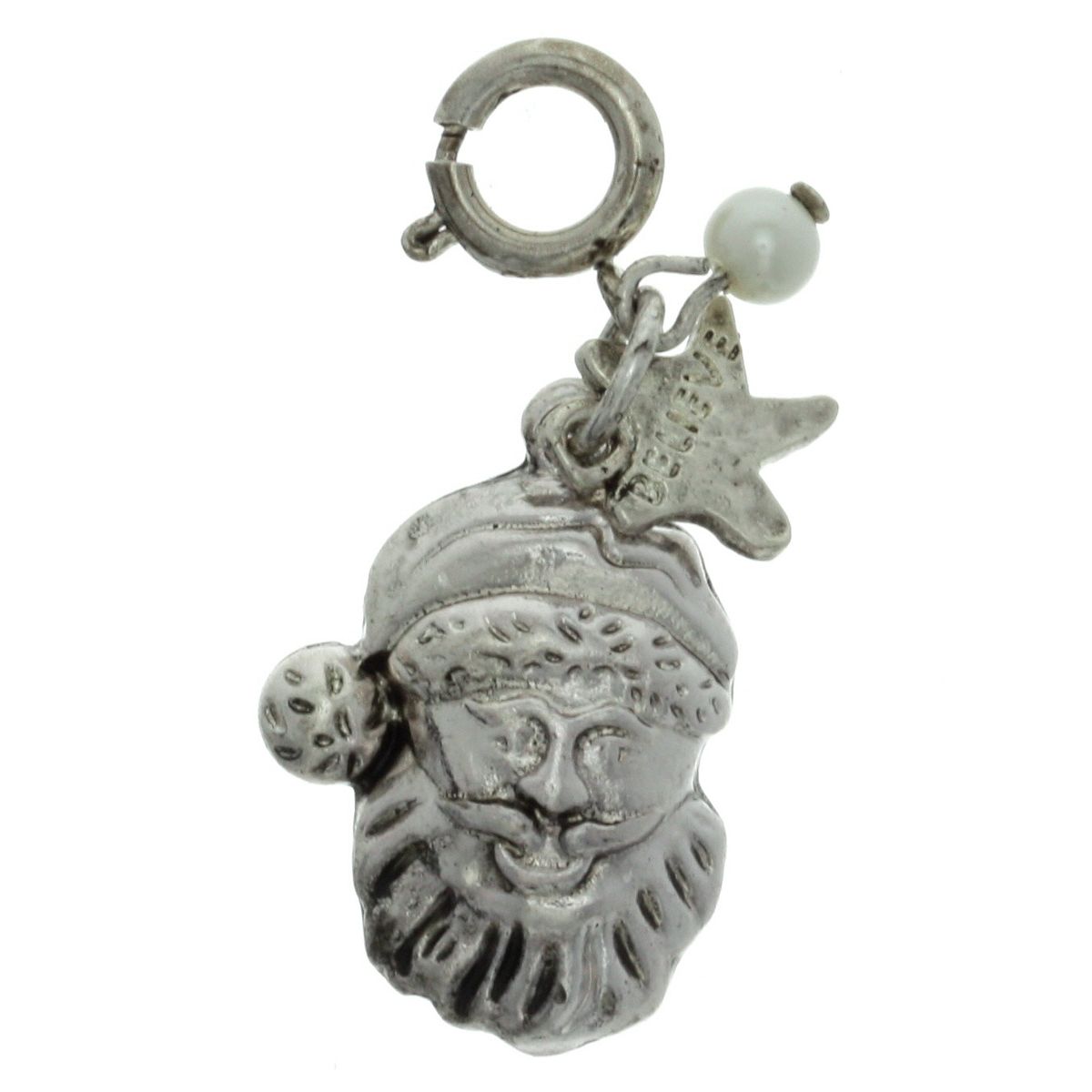 Antique Silver Santa Charm
