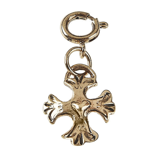 Light Antique Gold Cross with Heart Charm