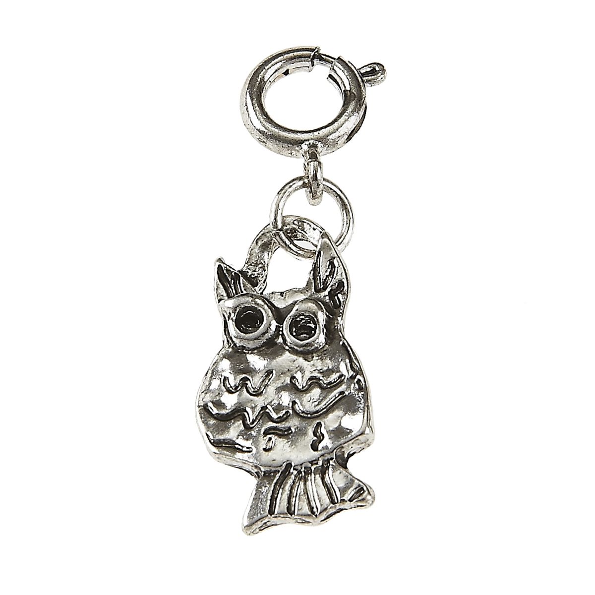 Light Antique Silver Owl Charm