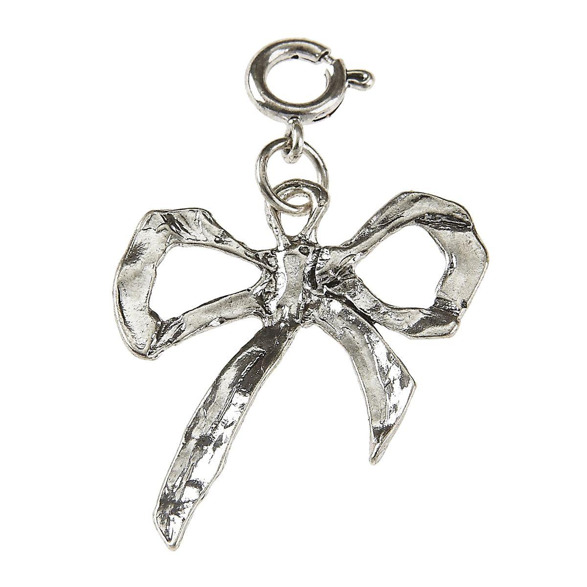 Light Antique Silver Bow Charm