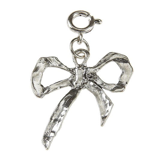 Light Antique Silver Bow Charm