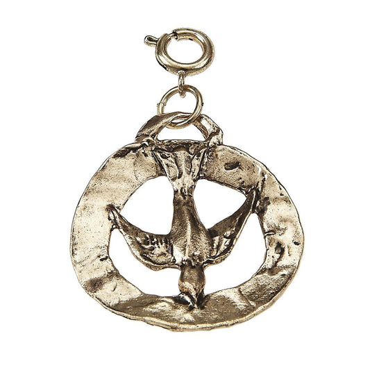 Light Antique Gold Bird In Circle Charm