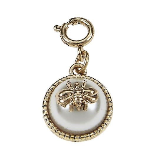 Ivory Pearl Cabochon with Antique Gold Bumble Bee Charm