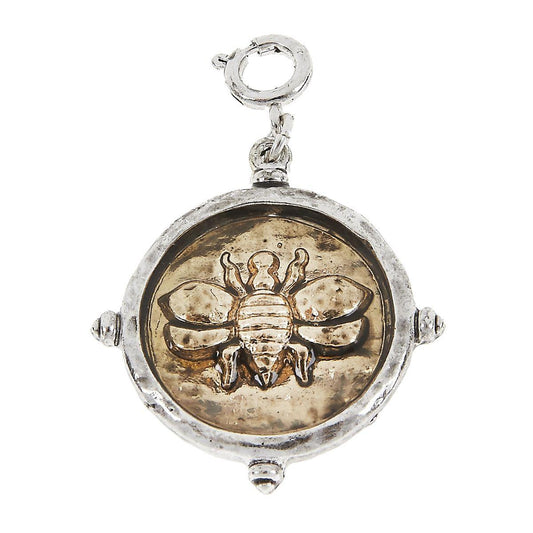 2-Tone Hammered Frame and Bumble Bee Epoxy Charm