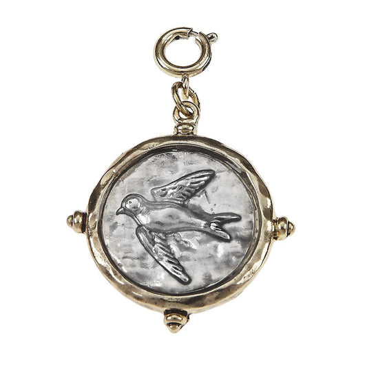 2-Tone Hammered Frame and Bird Epoxy Charm