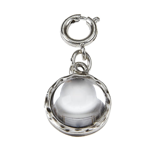 Clear Crystal Cabochon Antique Silver Charm