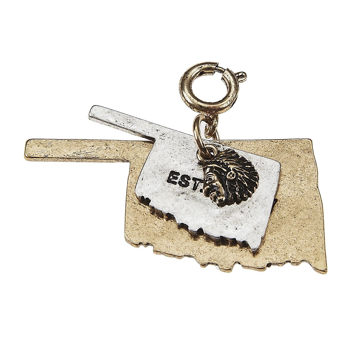 Oklahoma 2-Tone Double State with Small Indian Charm