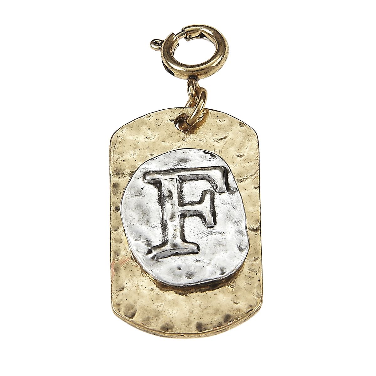 2-Tone Silver/Gold Monogram F Initial Tag Charms