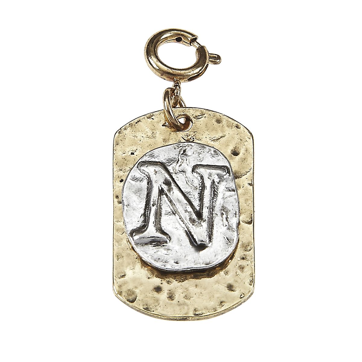 2-Tone Silver/Gold Monogram N Initial Tag Charms