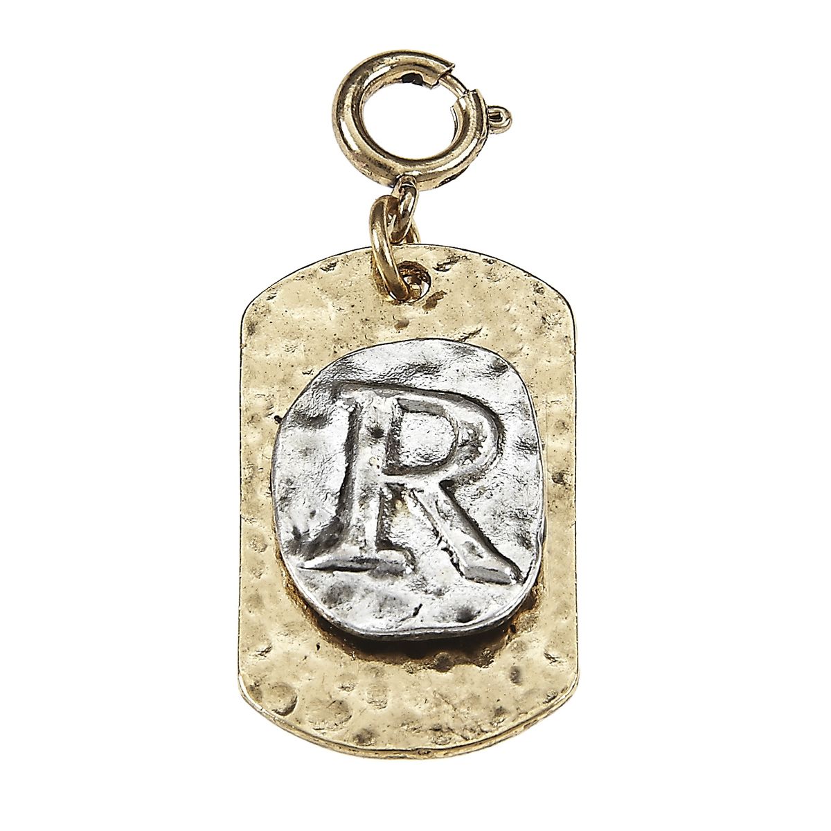2-Tone Silver/Gold Monogram R Initial Tag Charms
