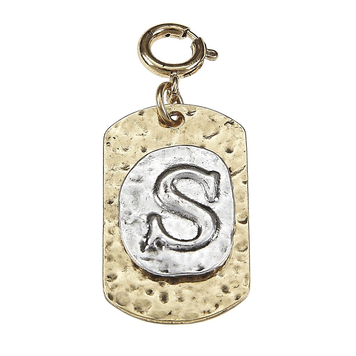 2-Tone Silver/Gold Monogram S Initial Tag Charms