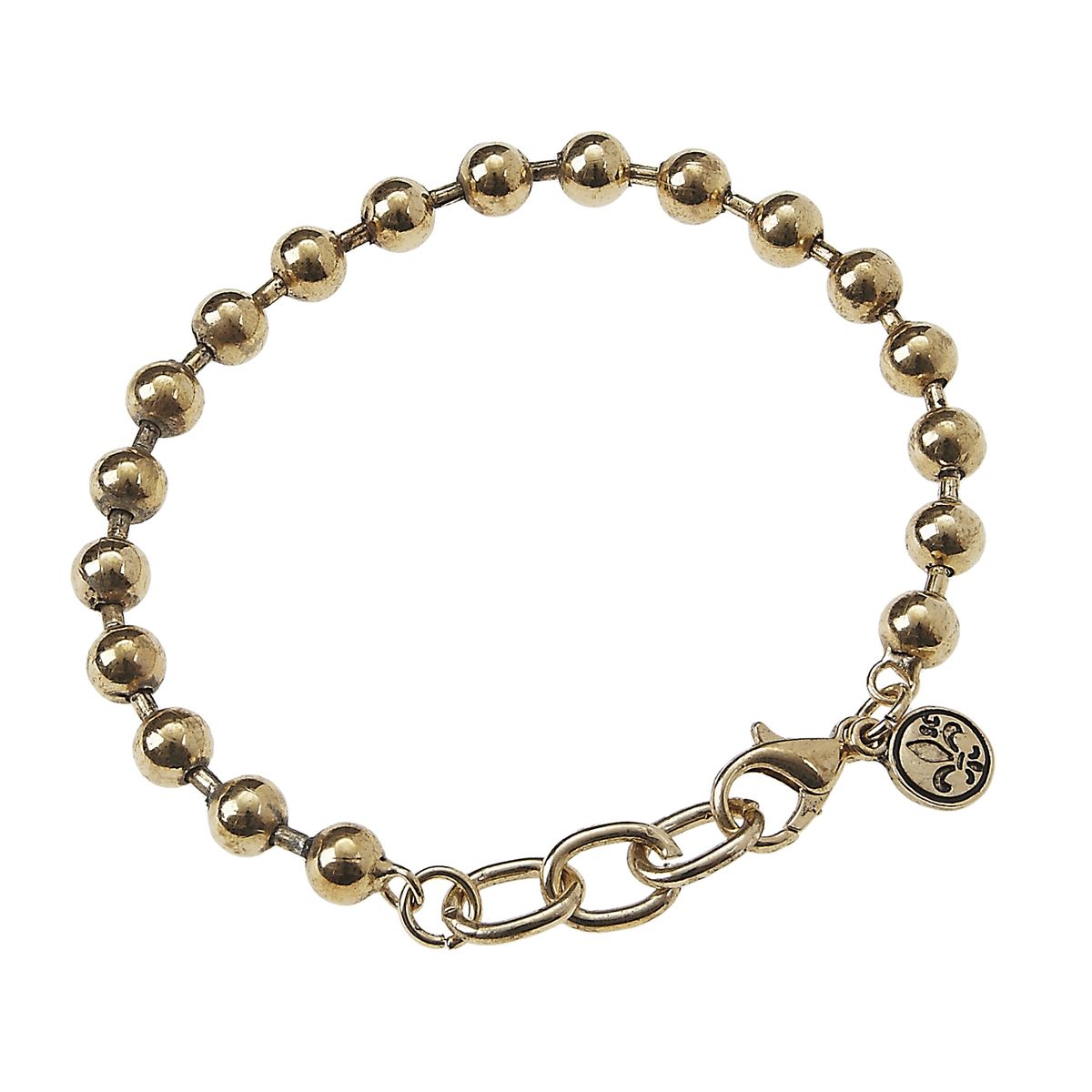 Antique Gold Linked Chain and Ball Chain Bracelet