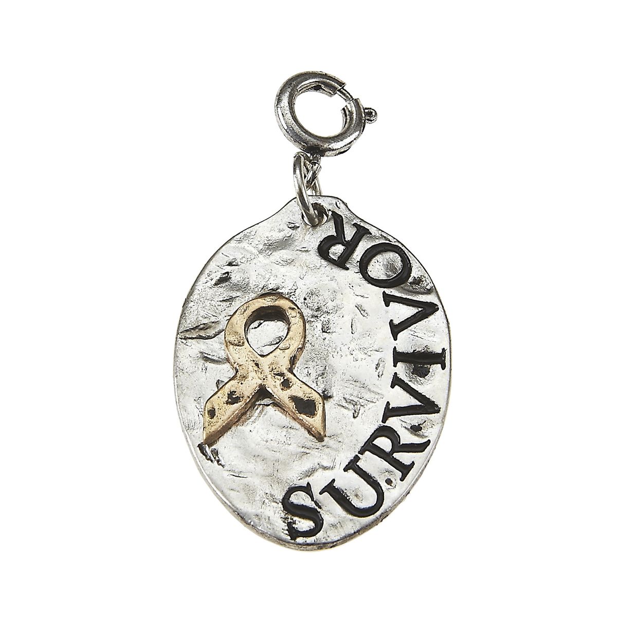 Survivor Words and Awareness Ribbon On Spoon Charm