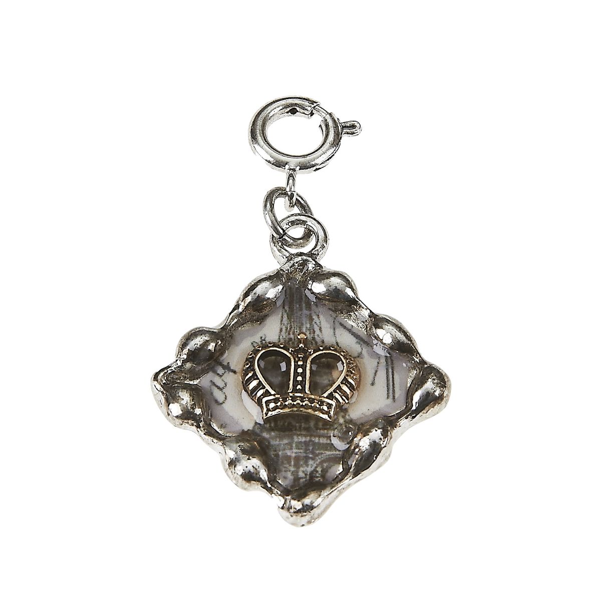 Crown and French Words Square Epoxy Charm