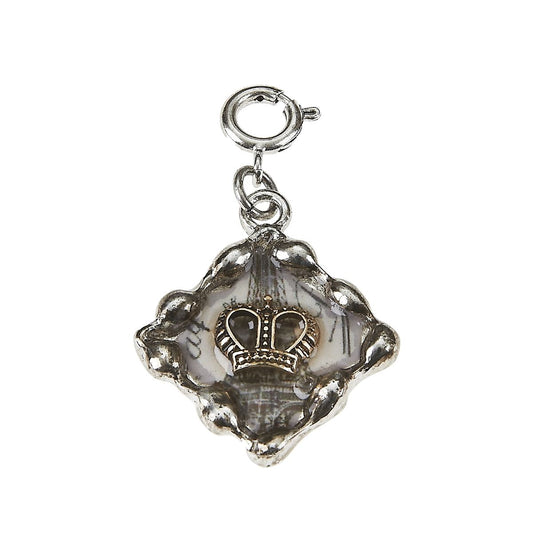 Crown and French Words Square Epoxy Charm