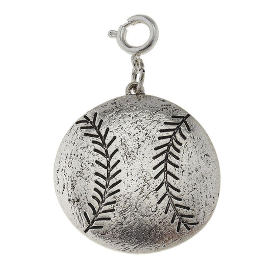 Antique Silver Softball Charm