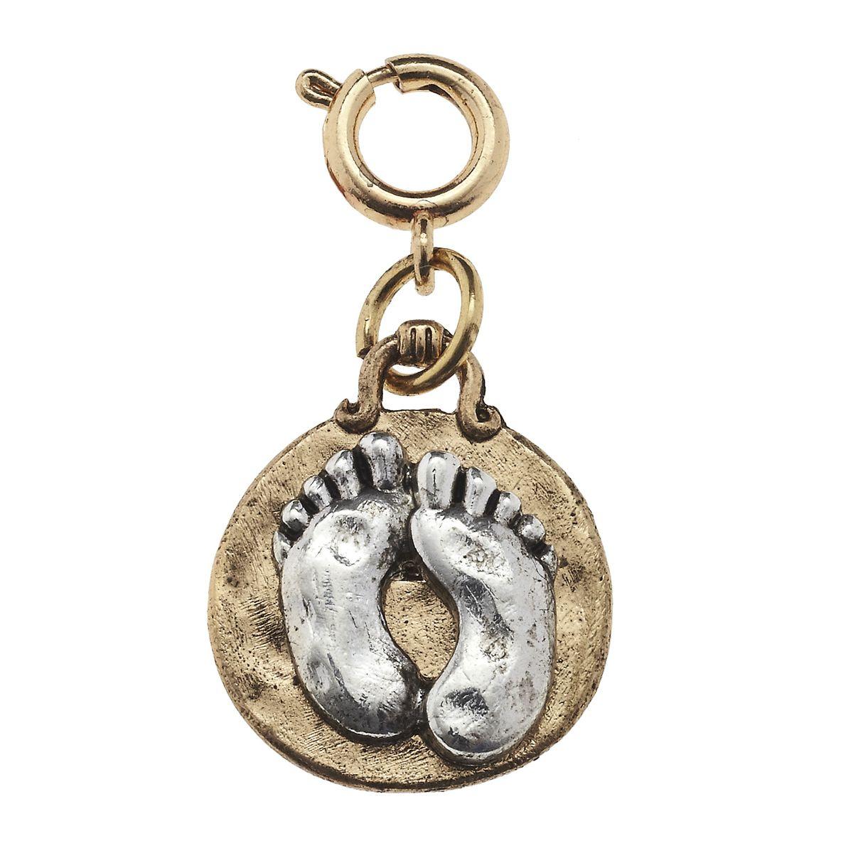 Antique Gold and Antique Silver Feet Charm