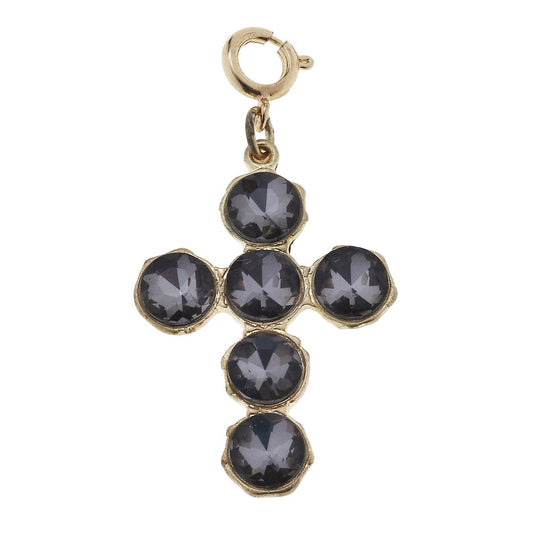 Soldered Black Diamond Rhinestone Cross Charm