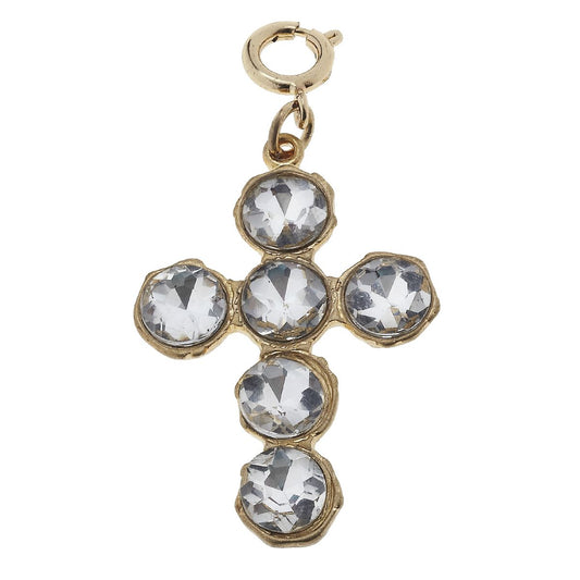 Soldered Clear Rhinestone Cross Charm