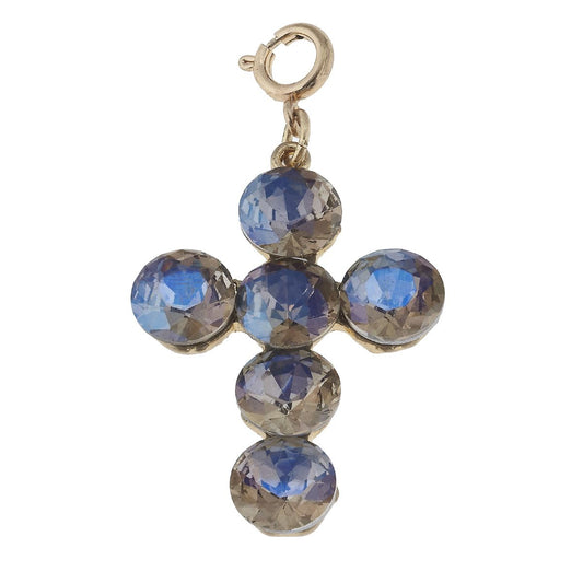 Soldered Lavender Rhinestone Cross Charm