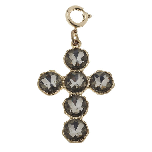 Soldered Platinum Rhinestone Cross Charm