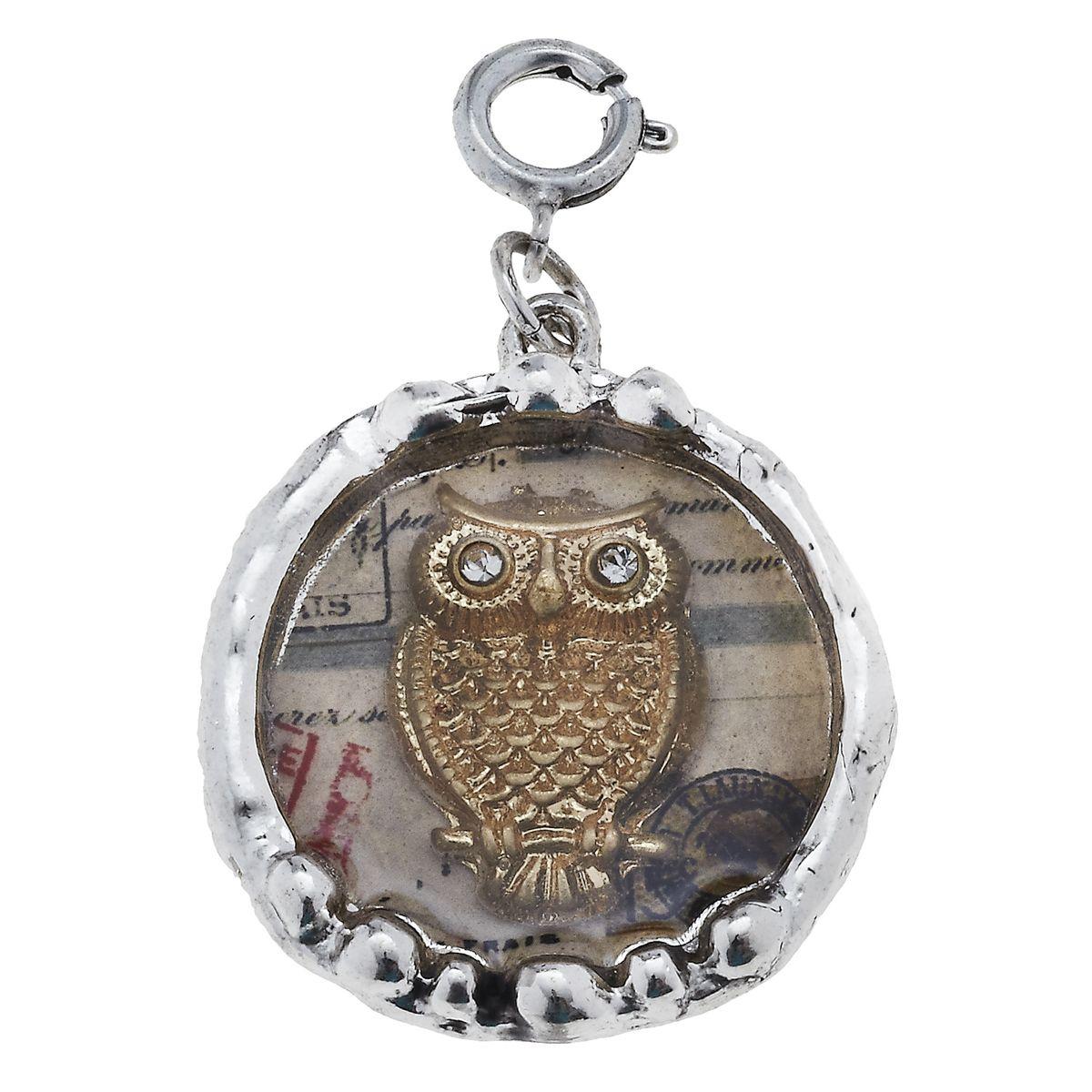 Antique Gold Epoxy Owl Charm