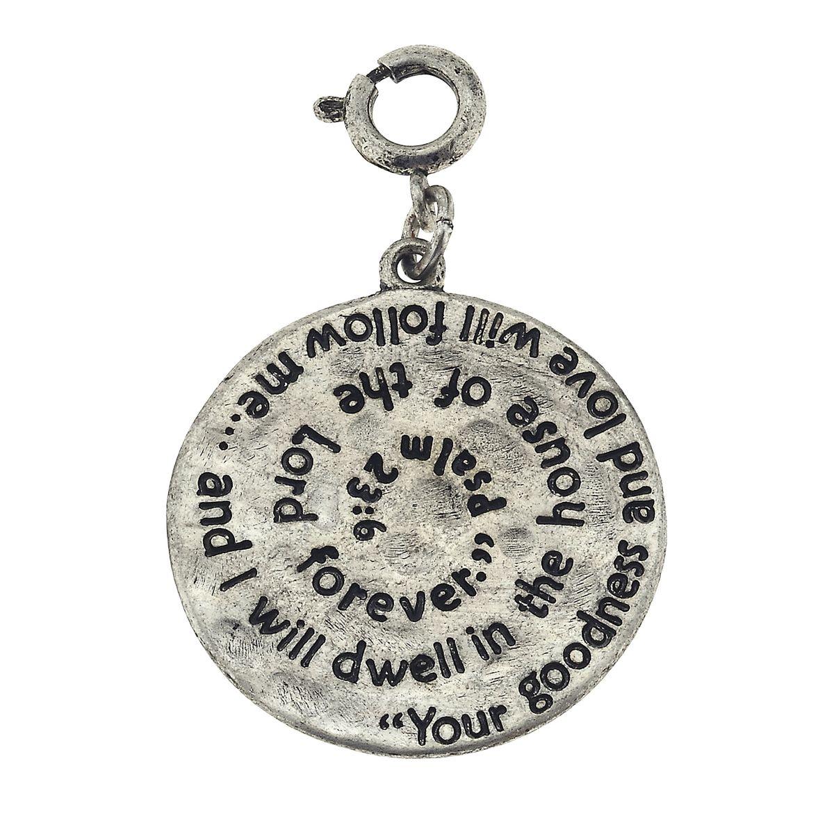 Antique Silver Psalm 23:6 Scripture Swirl Charm