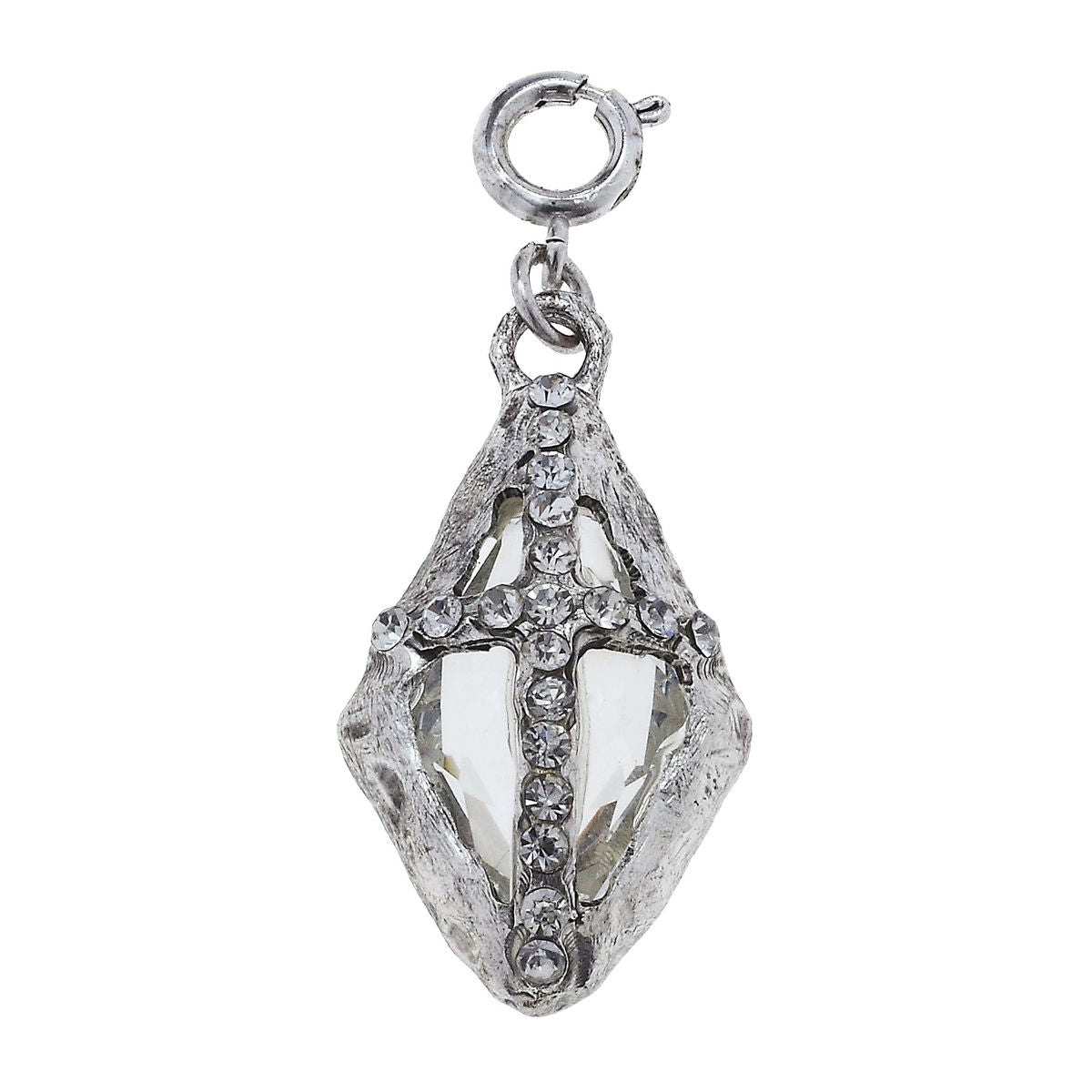 Antique Silver Soldered Diamond Cross Charm