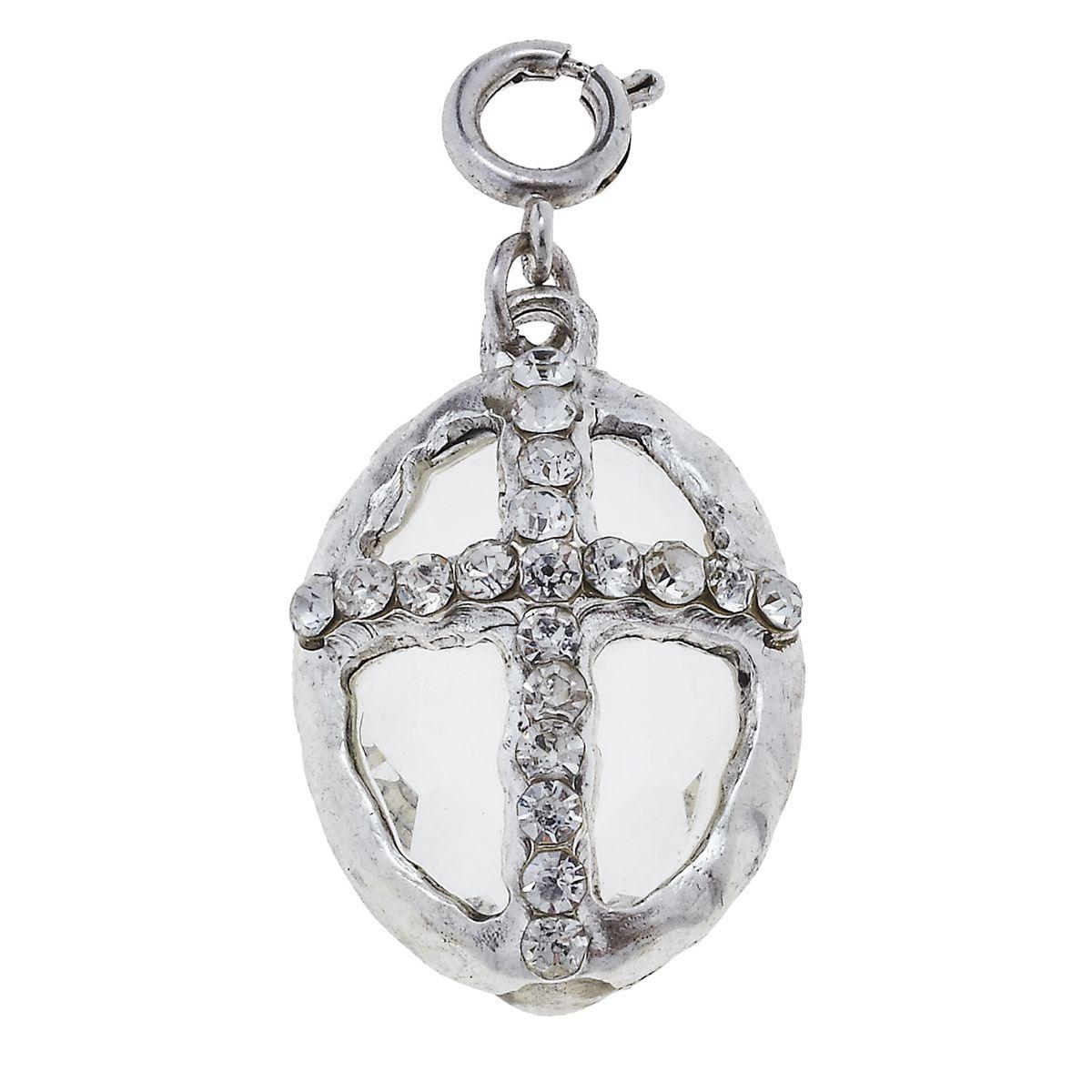 Antique Silver Soldered Oval Cross Charm