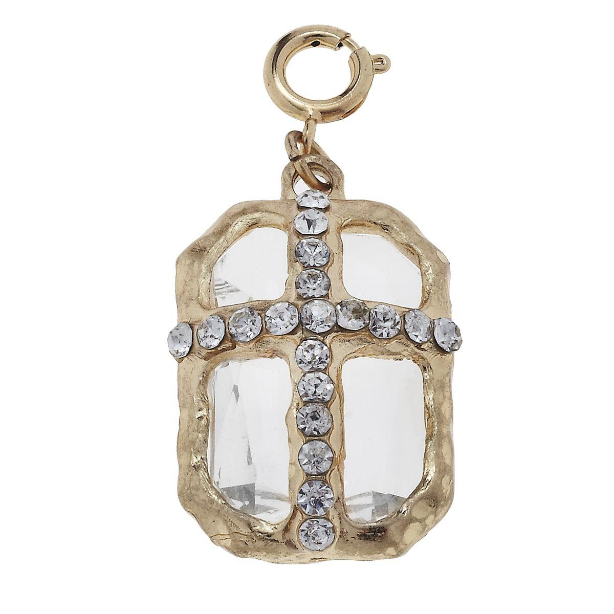 Antique Gold Soldered Rectangle Cross Charm