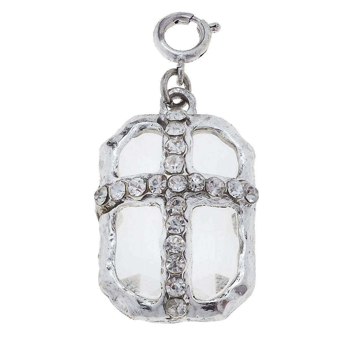 Antique Silver Soldered Rectangle Cross Charm