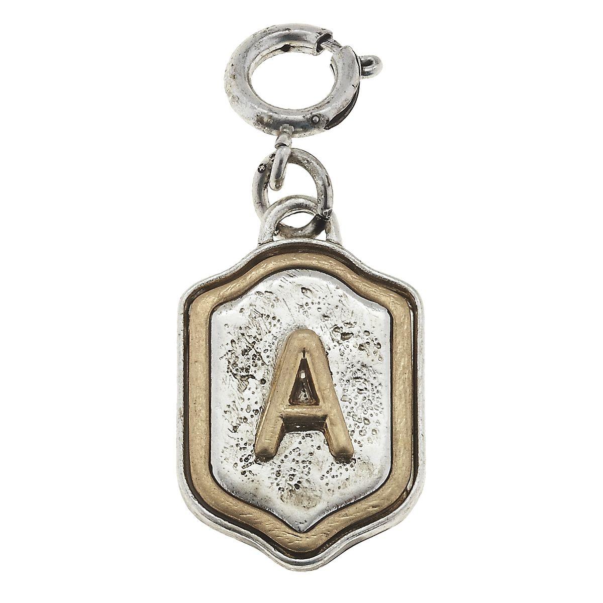 2-Tone Silver/Gold Monogram A Initial Charm