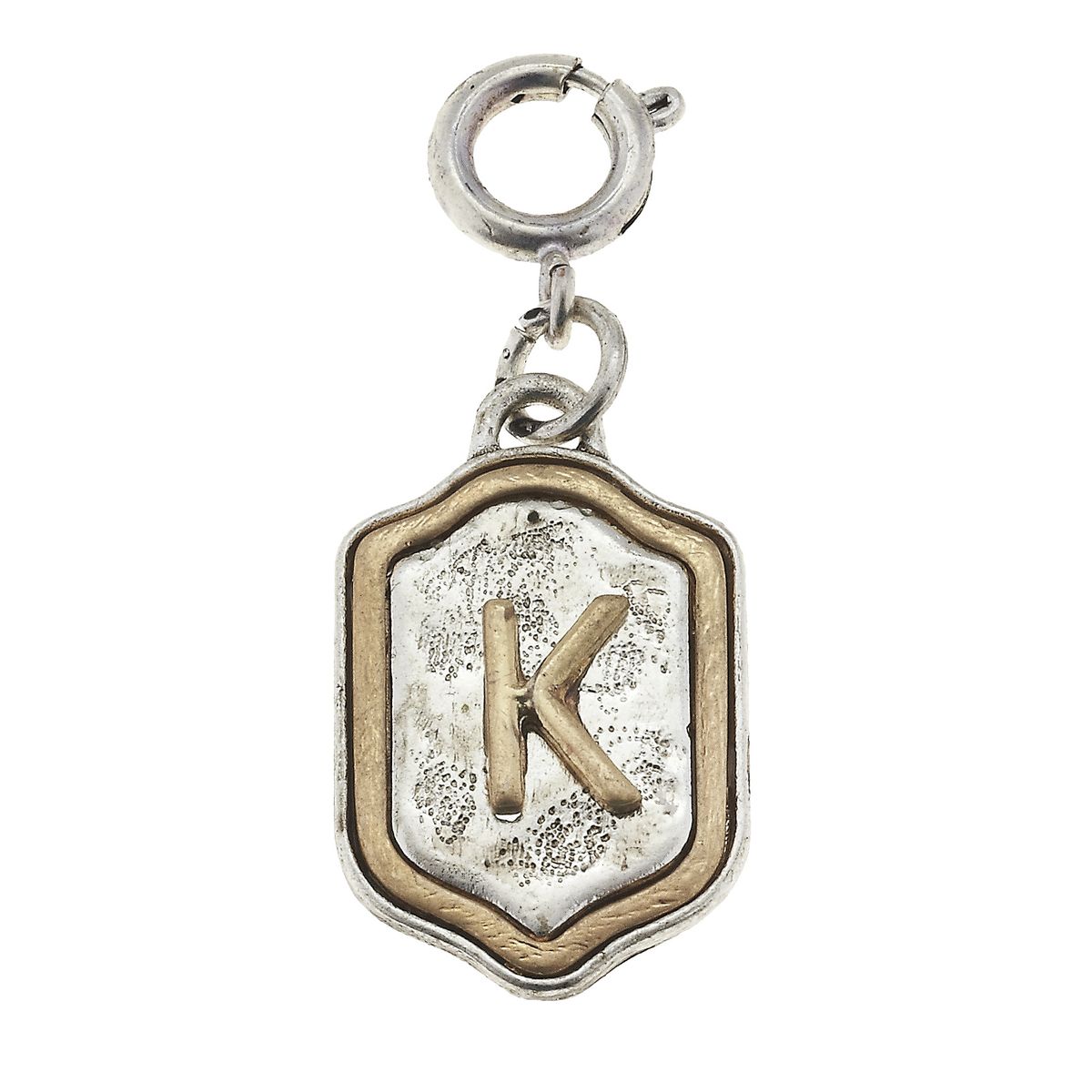 2-Tone Silver/Gold Monogram K Initial Charm