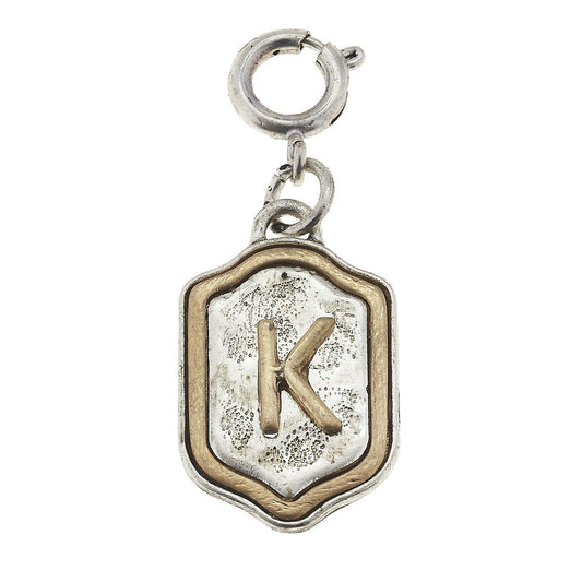 2-Tone Silver/Gold Monogram K Initial Charm