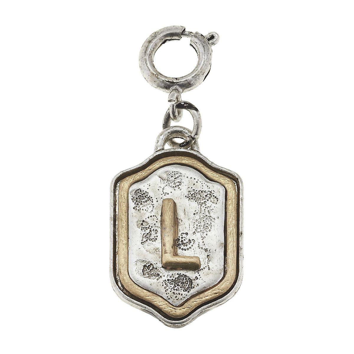 2-Tone Silver/Gold Monogram L Initial Charm