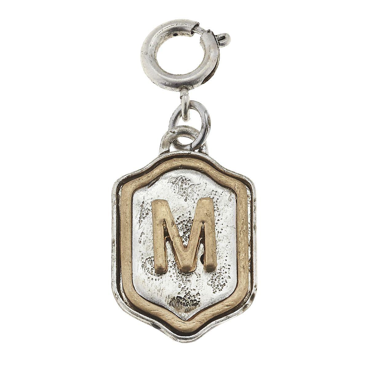 2-Tone Silver/Gold Monogram M Initial Charm