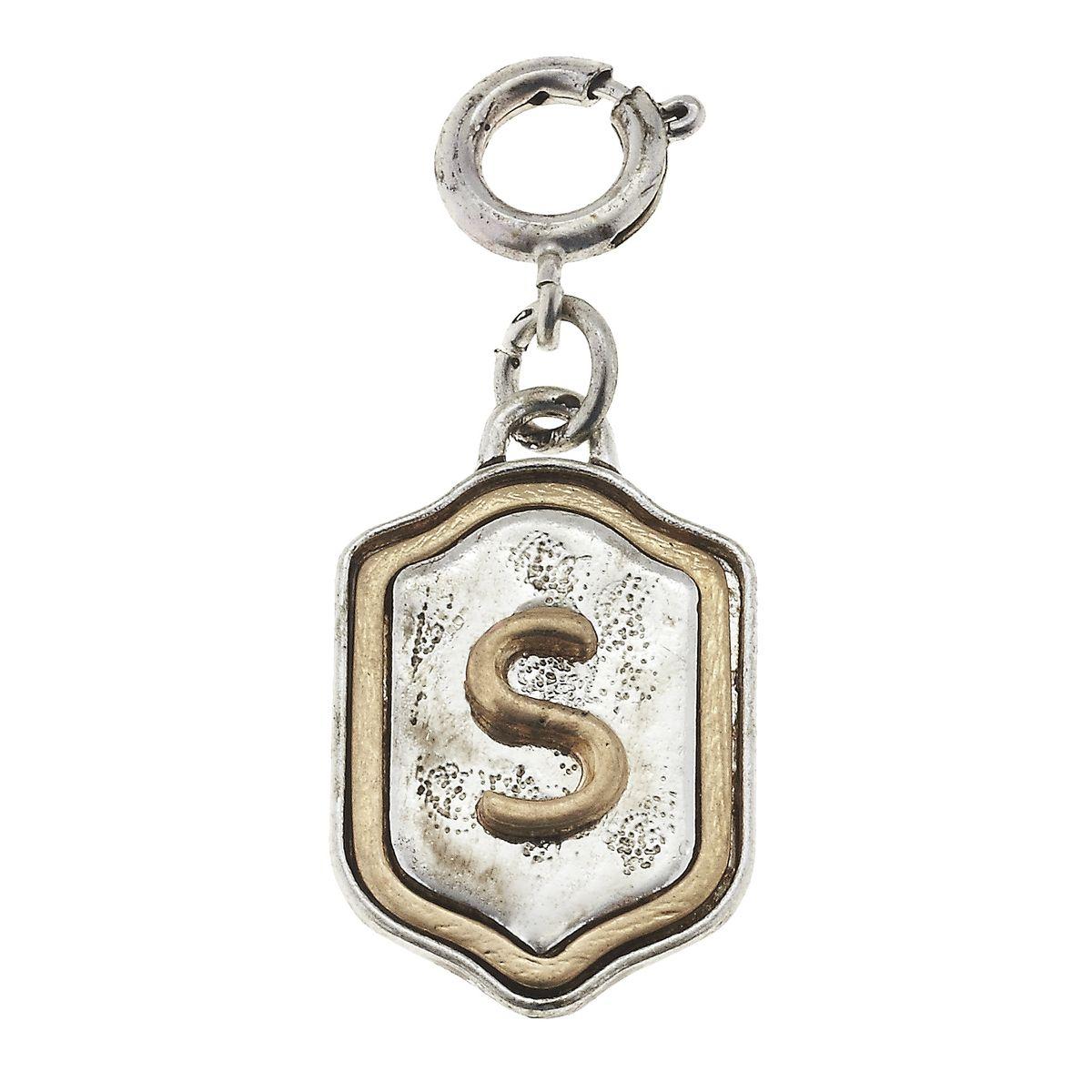 2-Tone Silver/Gold Monogram S Initial Charm