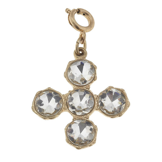 Square Faceted Gold Crystal Charm