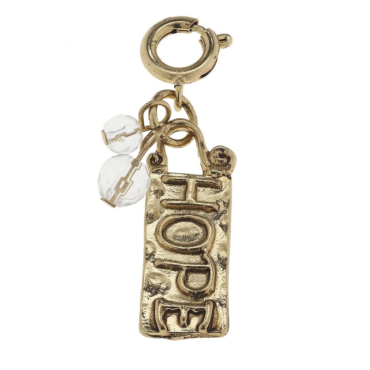 Antique Gold "Hope" Artisan Phrase Charm